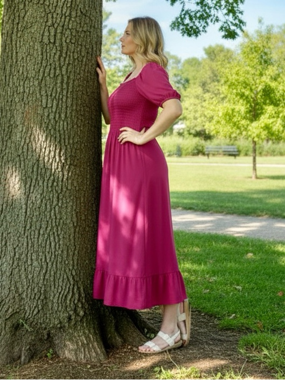 C+D+M Pink Peasant Dress Size XL - Picture 3 of 9